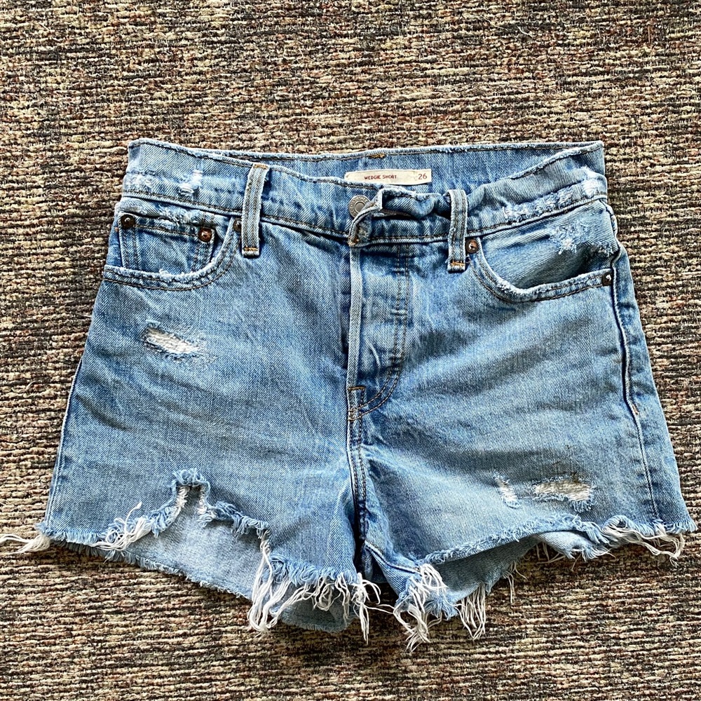 Levi's Wedgie Short Light Blue Distressed